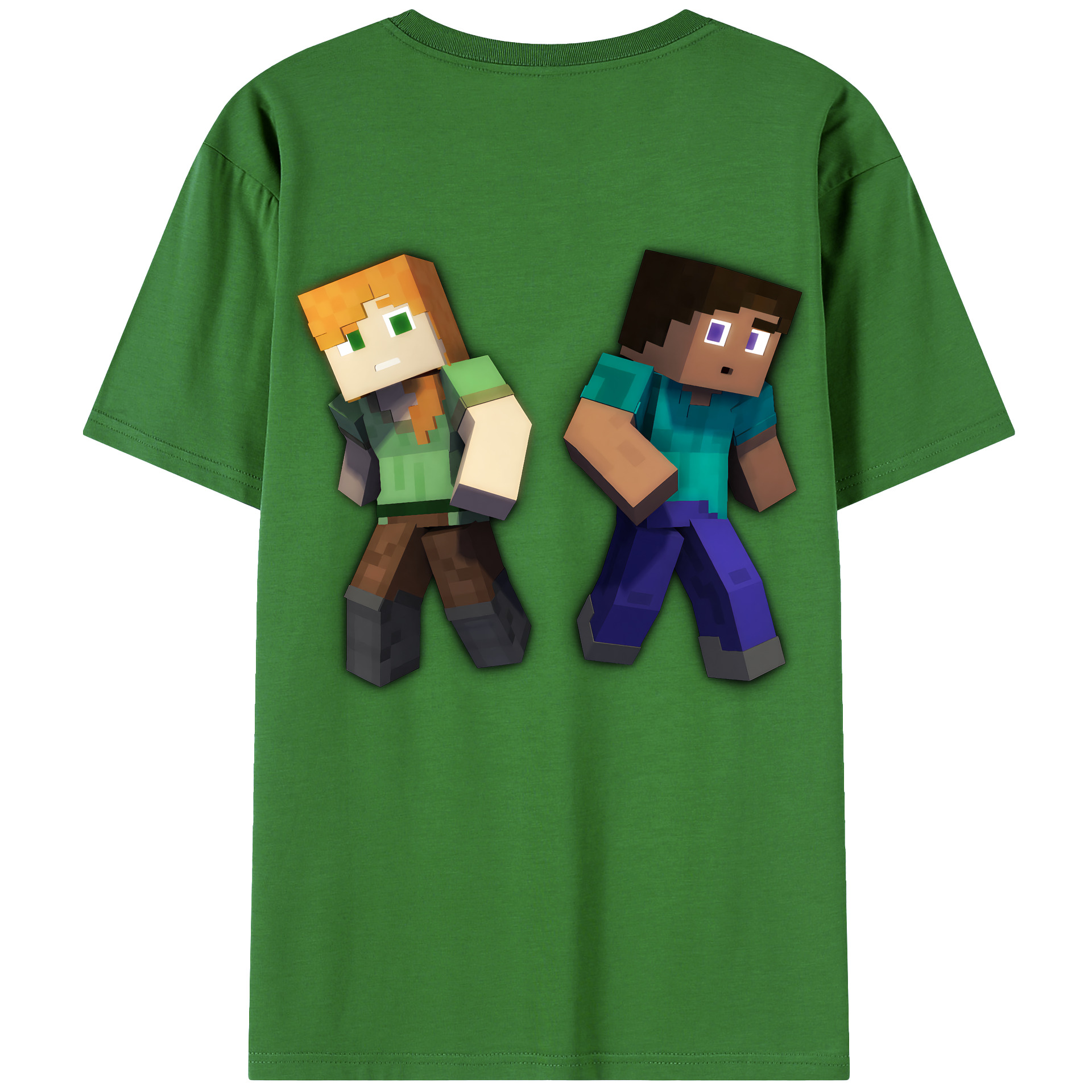 （画像用） マインクラフト ブロックの世界 Minecraft MC Block world レディース半袖Tシャツ(バックプリント)